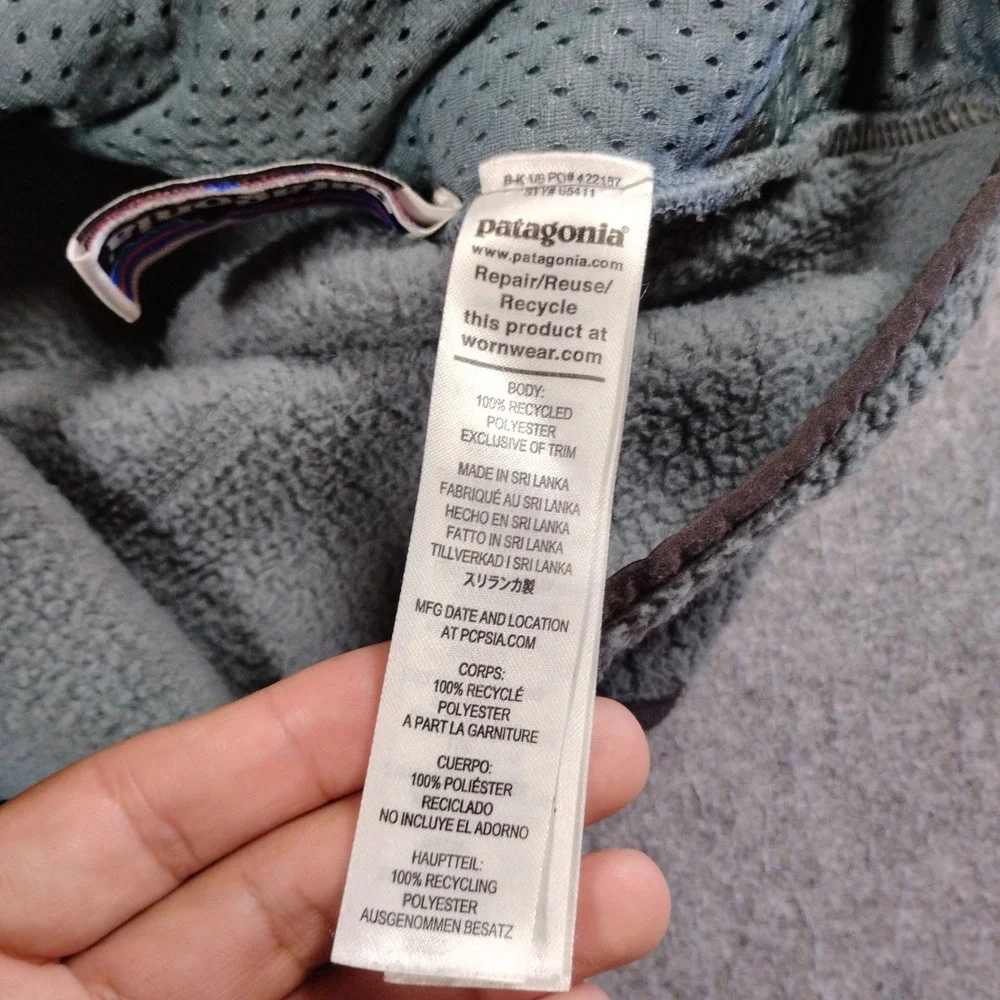 Patagonia Kids Retro Pile Fleece Jacket XL 14 Grey Full Zip 65411 FA22 PLGY